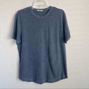 Buck Mason Curved Hem Washed Blue Tee T Shirt
